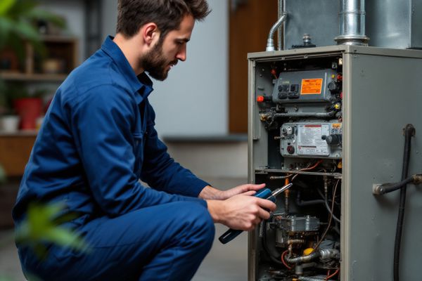 Professional technician servicing a gas furnace in Belton, TX